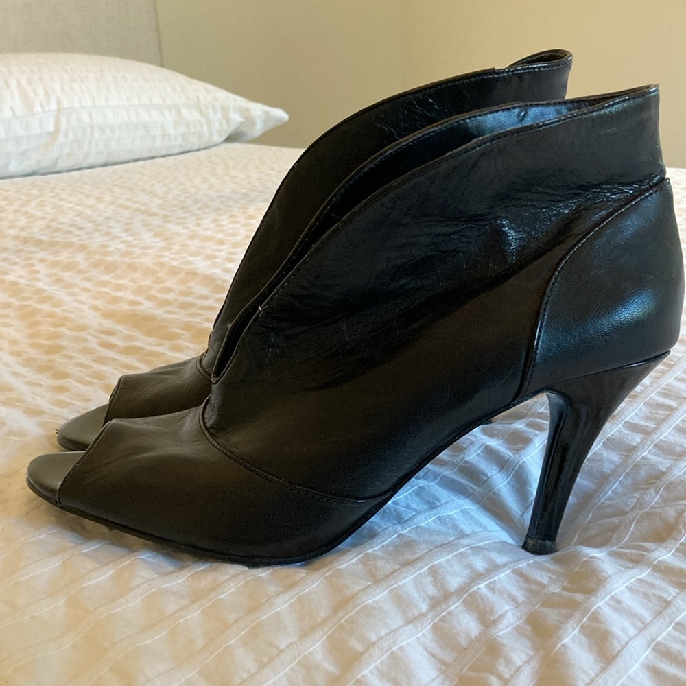 Nine West Black Peep-Toe High-Heeled Bootie - 9 and 1/2 Nine West